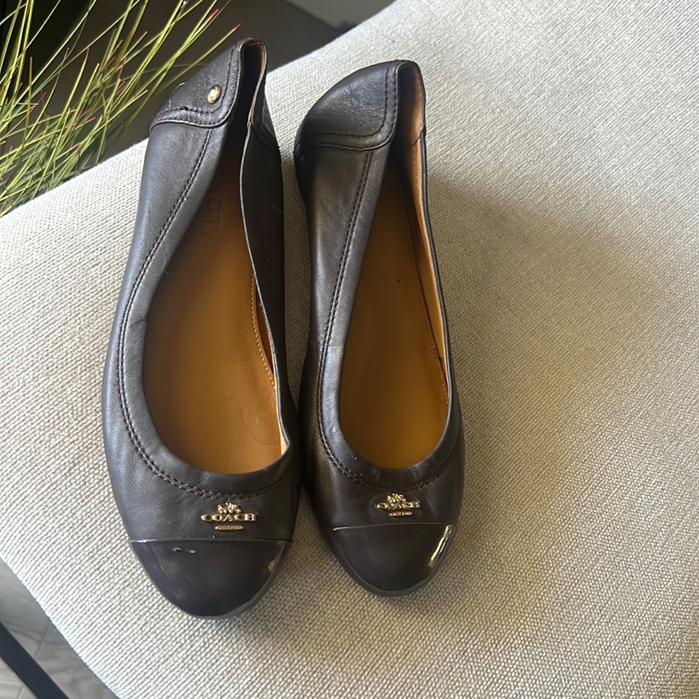 COACH brown ballet flats